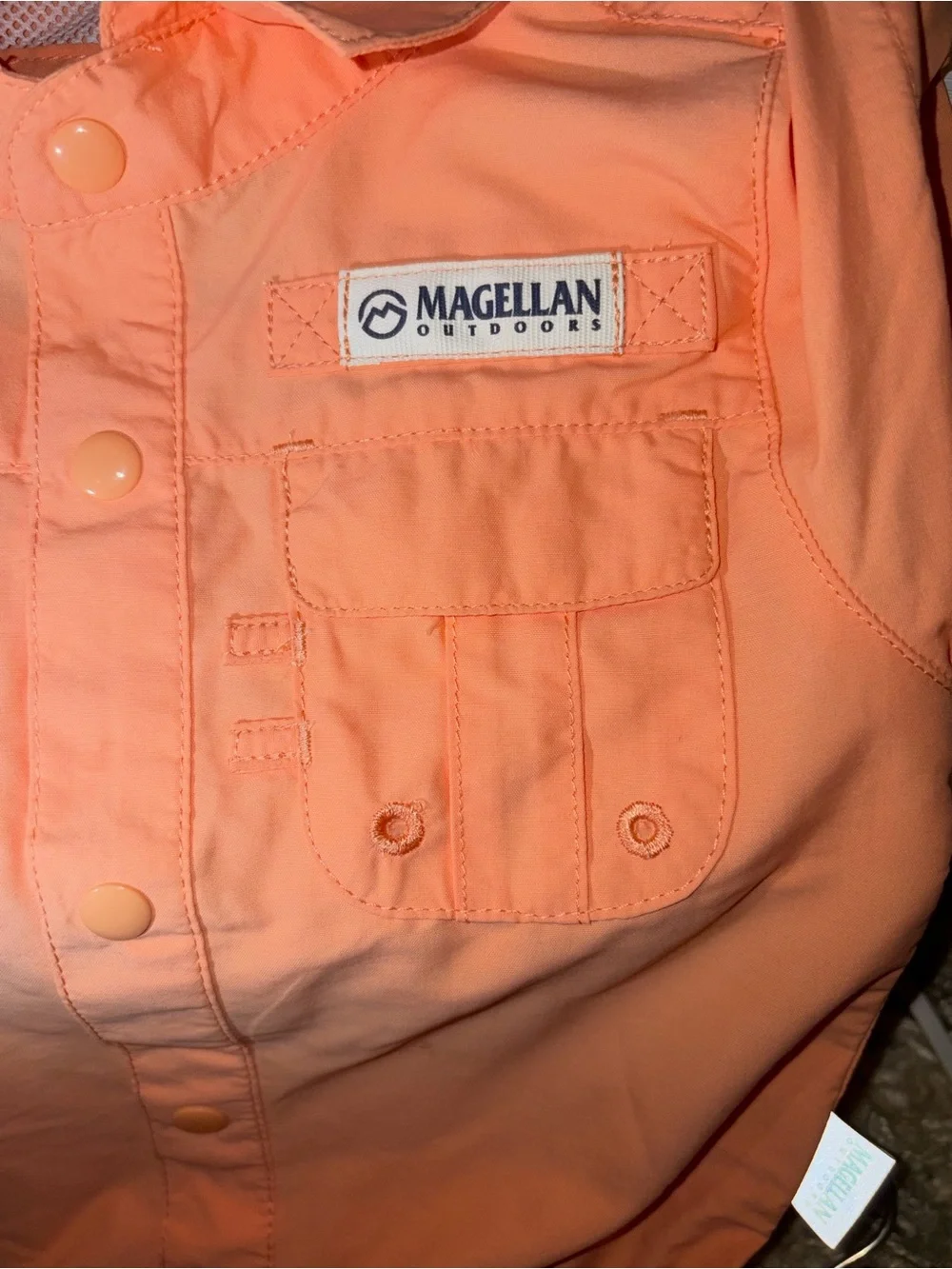 Magellan Outdoors Kids Peach-Orange Button Front One-Piece Bodysuit